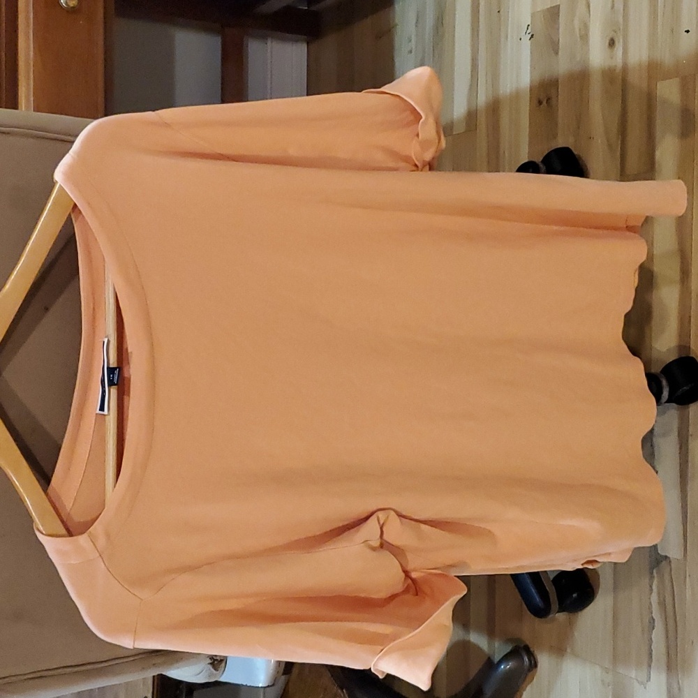Karen Scott Plus Size 1X Boatneck Half Sleeve 1/2 Elbow Top Shirt Soft Peach EUC